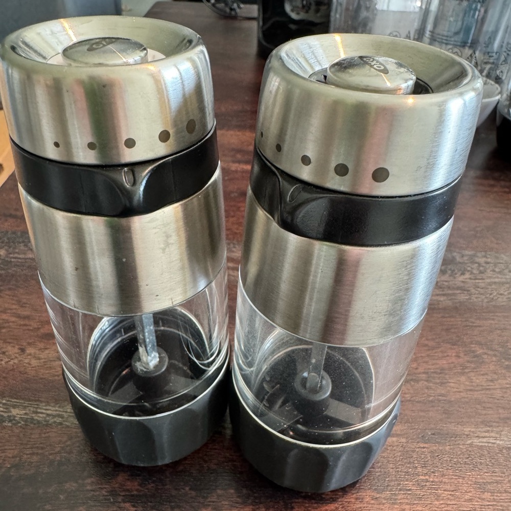 Oxo Stainless Steel and Black Salt and Pepper Grinders